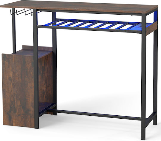 Wooden Bar Table with Metal Frame Brown 36x40x110cm