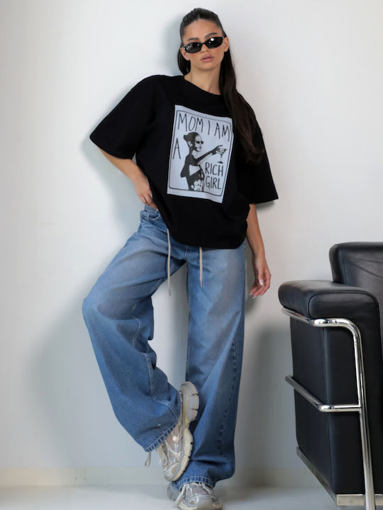 Kurzärmeliges Schwarzes Damen T-Shirt