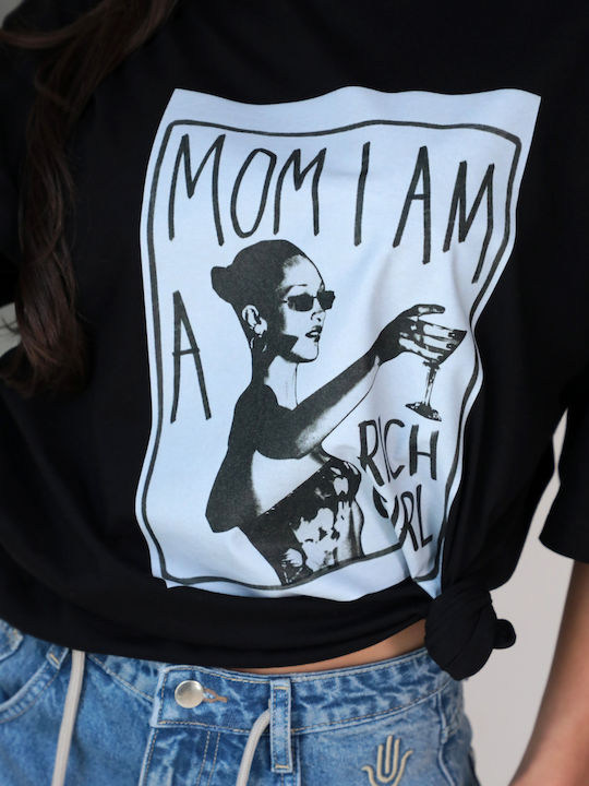 Kurzärmeliges Schwarzes Damen T-Shirt
