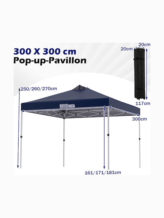 Costway Foldable Garden Gazebo Blue 3x3m