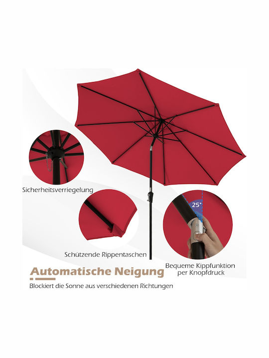Umbrelă De Pardoseală Rotundă Metalică Roșie Φ3.03m NP12259WN