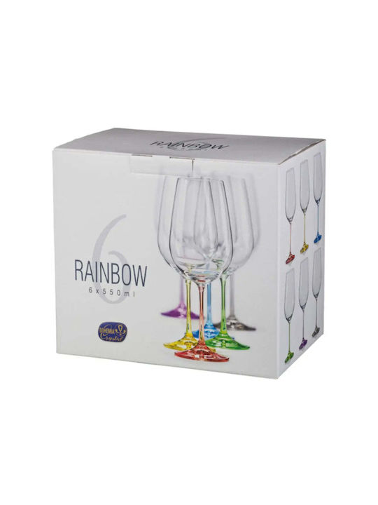 Bohemia Rainbow Комплект Чаши за Бяло и Червено Вино от Стъкло в Червен Цвят На Столче 350ml 6 Броя