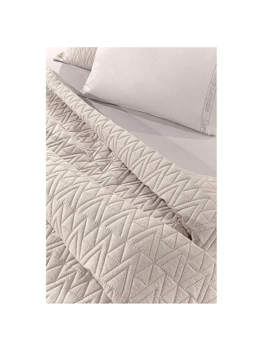Guy Laroche Kylian Coverlet Set Super King Microfiber Beige 220x240cm 2 Pieces