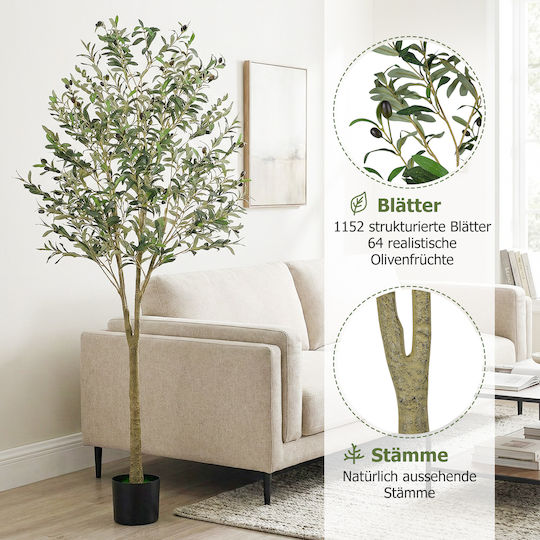 Costway Artificial Olive 180 cm Plastic Pot Green 180 x 17 x 17 cm Hz10380-1