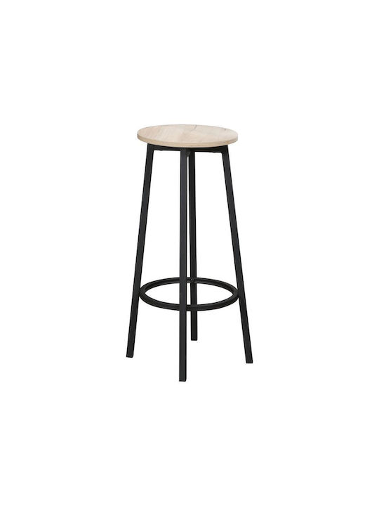 Stool Bar with Backrest Metallic Black 38x38x70cm