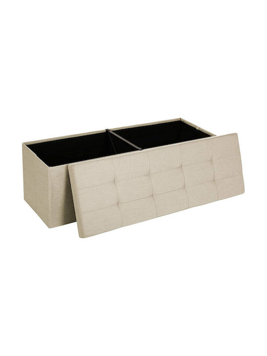 Taburet cu Spațiu de Depozitare Îmbrăcat în Țesătură Bej 110x38x38cm
