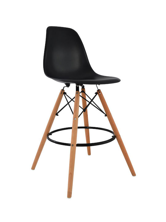 Hocker Bar mit Rückenlehne aus Polypropylen Fiore Schwarz 57x57x106cm
