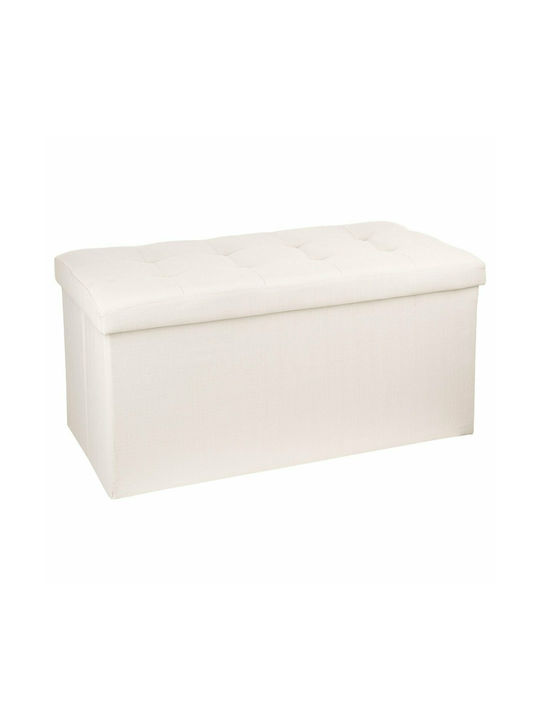 Bench Stool with Storage Space Upholstered with Fabric Lysandre Beige 76x38x38cm