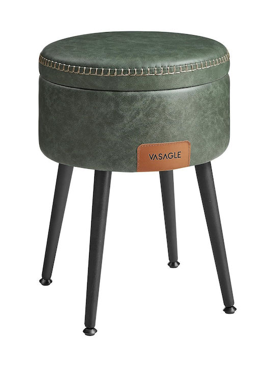 Stool For Living Room Upholstered with Leatherette Green