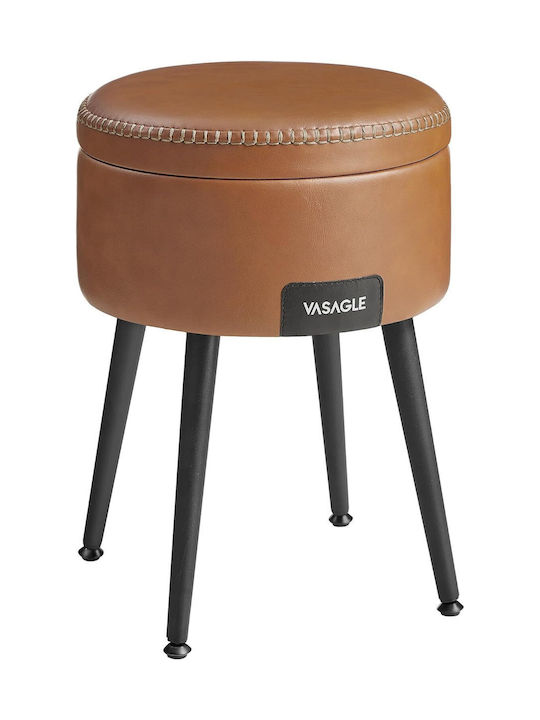 Stool For Living Room Leather Caramel Brown