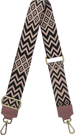 Adjustable Bag Strap 5cm Crossbody or Shoulder Gold Metal Hook Diamond Pattern Pink