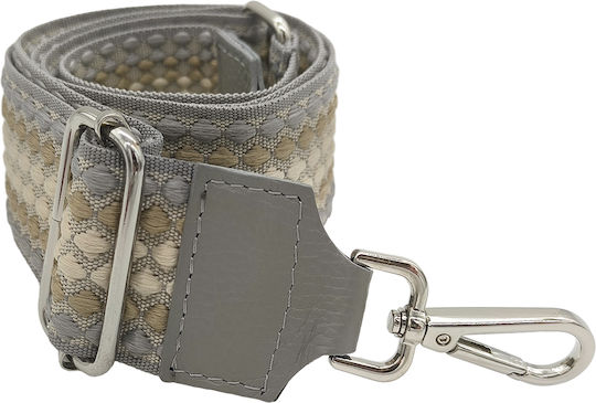 Adjustable Bag Strap 5cm Crossbody or Shoulder Silver Metal Hook Polka Dot Pattern Light Gray
