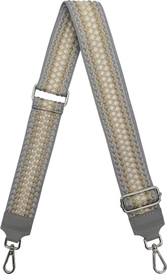 Adjustable Bag Strap 5cm Crossbody or Shoulder Silver Metal Hook Polka Dot Pattern Light Gray