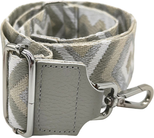 Adjustable Bag Strap 5cm Crossbody or Shoulder Silver Metal Hook Silver Fiber Multicolour Pattern