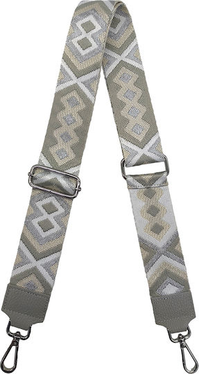 Adjustable Bag Strap 5cm Crossbody or Shoulder Silver Metal Hook Silver Fiber Multicolour Pattern