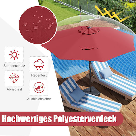 Professional Circular Floor Parasol Metal Burgundy with Base Φ2.5m NP12130WN