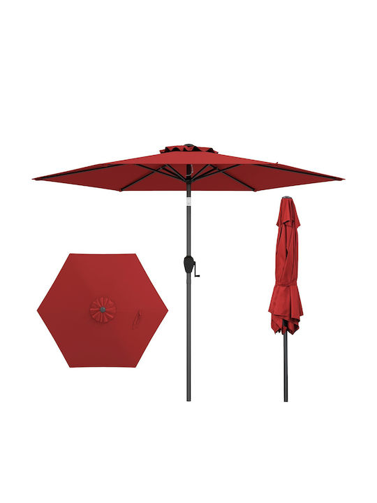 Professional Floor Parasol Circular Metal Red with Base Φ2.3m NP12189BUG