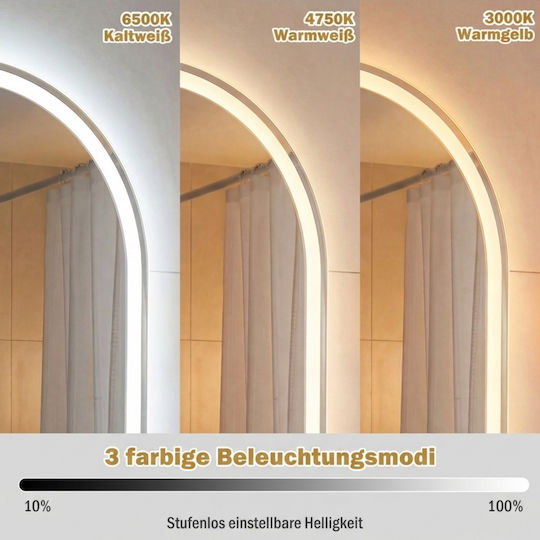 Costway Οβάλ Καθρέπτης Μπάνιου Led Αφής 90x55cm Λευκός