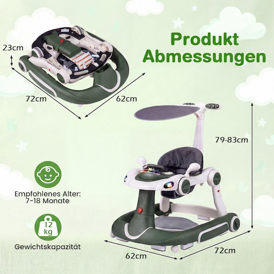 Costway Baby Walker For 7+ Months Green