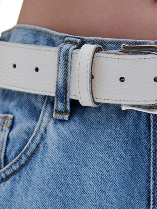 Leather Women's Belt White