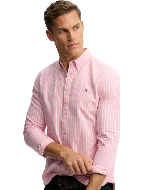 Long Sleeve Shirt in Regular Fit Coral-optic-stripe