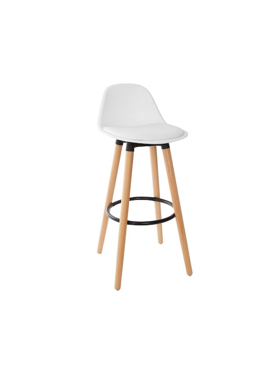 Bar Stool With Backrest Made of Polypropylene Maxon White 40x43x92cm