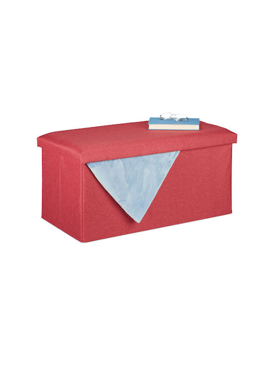 Scaune Camera de zi Cu spațiu de depozitare Tapițat cu Țesătură Dark Red 38x76.5x38.5buc