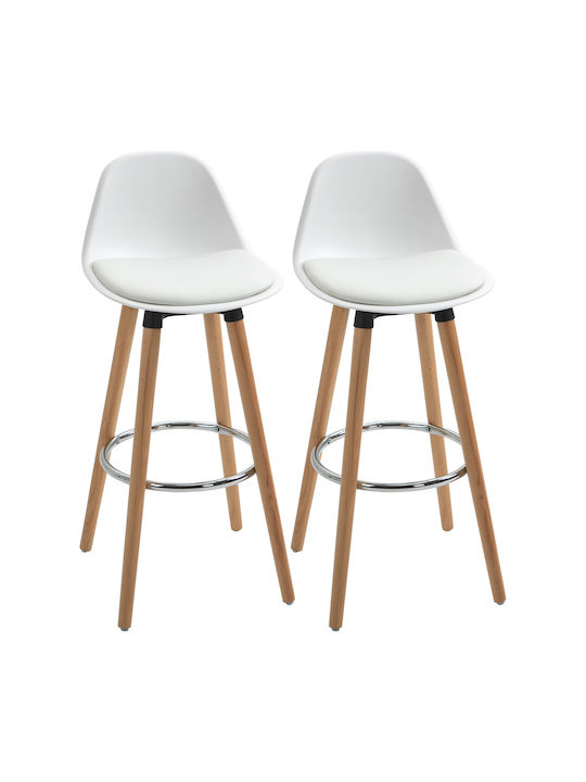Stool Bar with Backrest Wooden White 2pcs 38.5x42.5x91cm