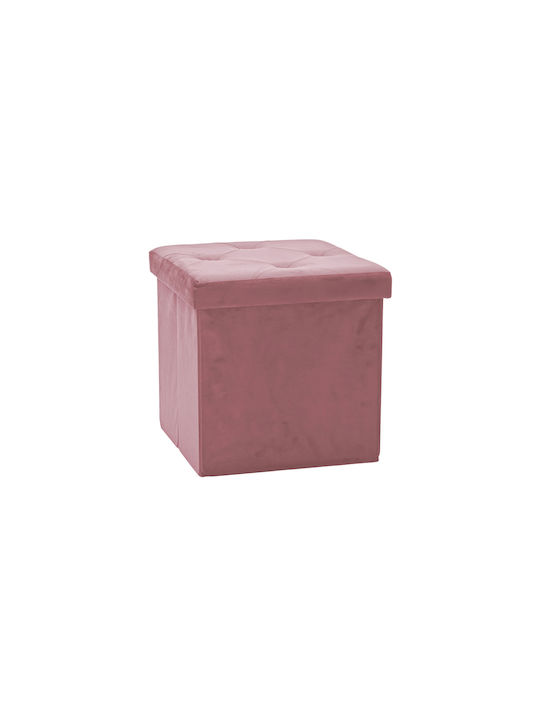 Living Room Stool With Storage Space Upholstered In Velvet Rotten Apple 38x38x38cm