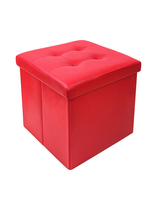 Fußhocker Mit Stauraum Eingelegt Mit Künstliches Leder Rote 38x38x38cm