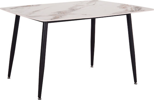 Raven Dining Table with White/Brown Marble Ceramic Surface 140x80x74cm