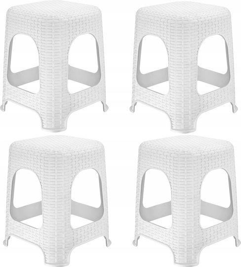 Stool For Kitchen Plastic White 4pcs