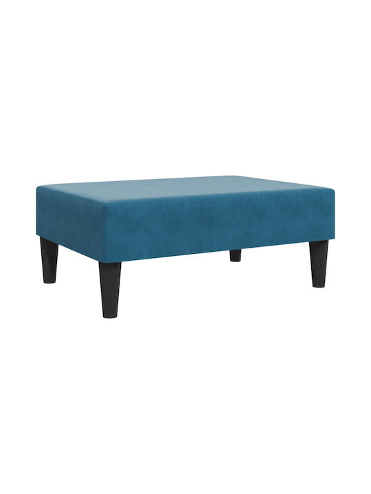 Velvet Upholstered Blue Footstool 77x55x31cm