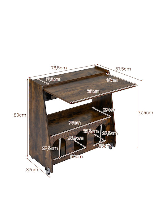 Computer Office Desk Wooden Brown 80x57.5x78.5cm