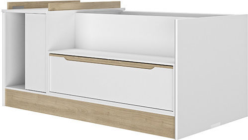 EpiploStyle Convertible Baby Crib Celeste White with Drawer