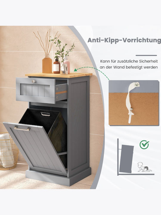 Costway Wäschekorb Bamboo Klappbar 40x37x82cm Grau