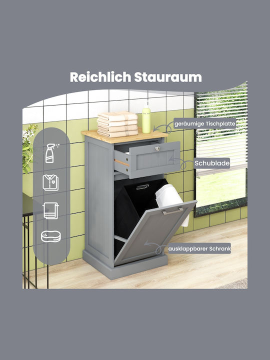 Costway Wäschekorb Bamboo Klappbar 40x37x82cm Grau