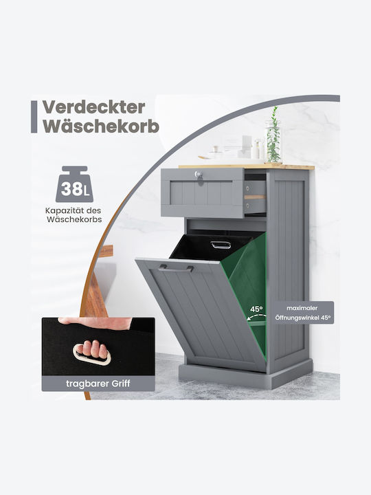 Costway Wäschekorb Bamboo Klappbar 40x37x82cm Grau