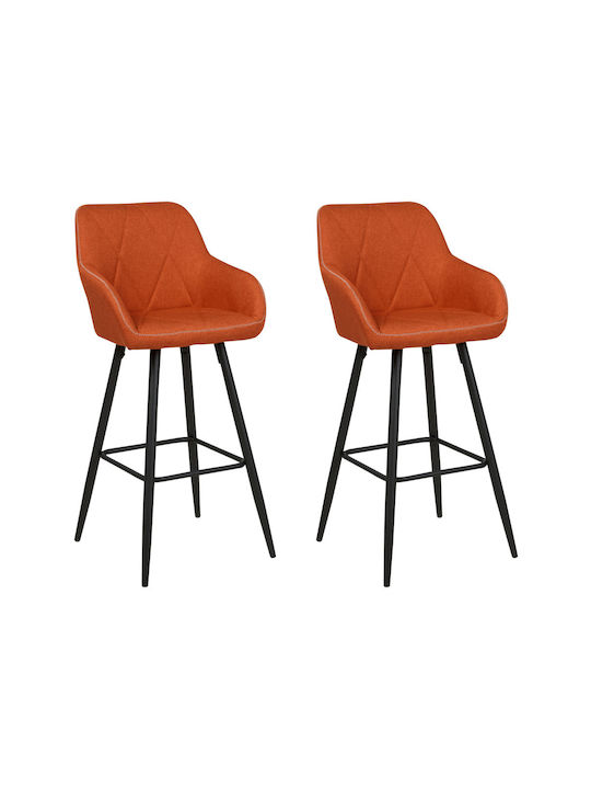 Σκαμπό Μπαρ Επενδυμένο με Ύφασμα Orange 2τμχ