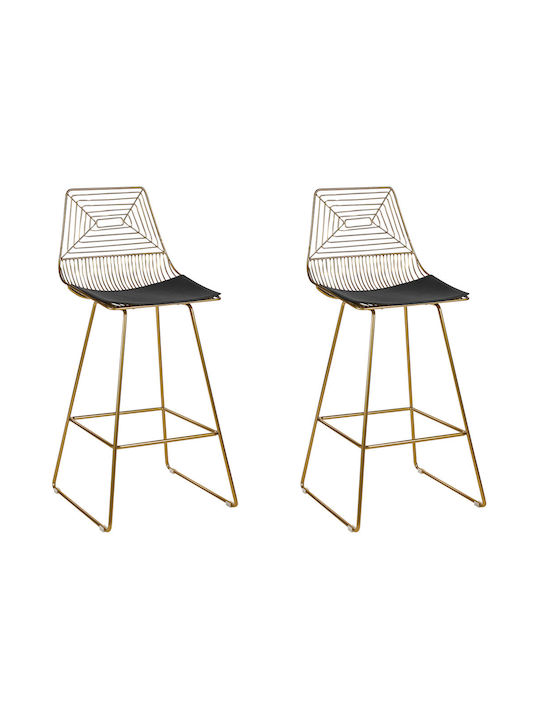 Stool Bar with Backrest Metallic Gold 2pcs