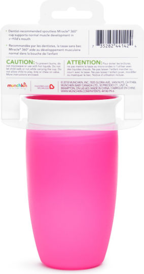 Munchkin Toddler Cup Miracle 360 Sippy Cup Plastic Pink 296ml for 12m+