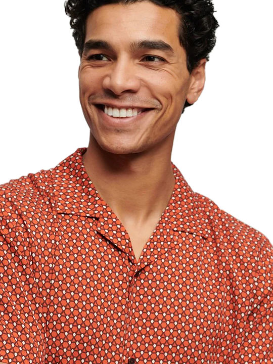 Superdry D3 Stud Short Sleeve Revere 70s Shirt M4010770a-2hl-philomena Red Print