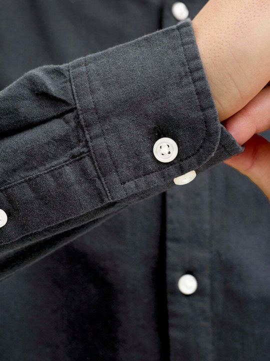 Langärmlig Leinen Hemd Black