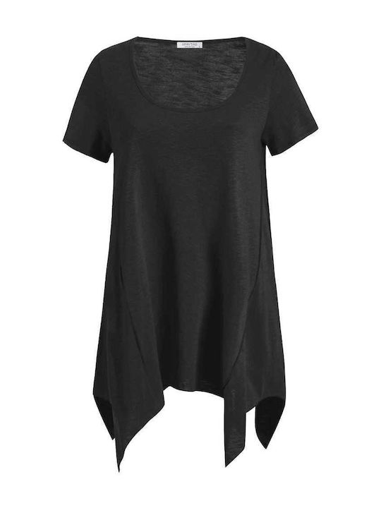 Celestino Γυναικεία Μπλούζα Ασύμμετρο Τελείωμα Loose Fit Μαύρο