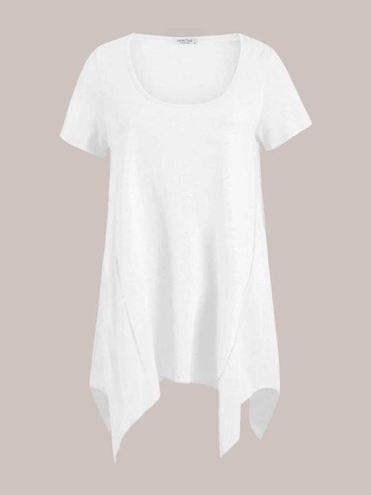 Celestino Bluza Damă Asimetrică Loose Fit Albă