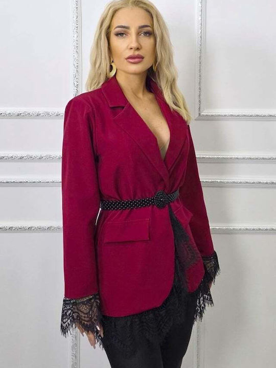 Kurzes Damen Blazer Burgundy