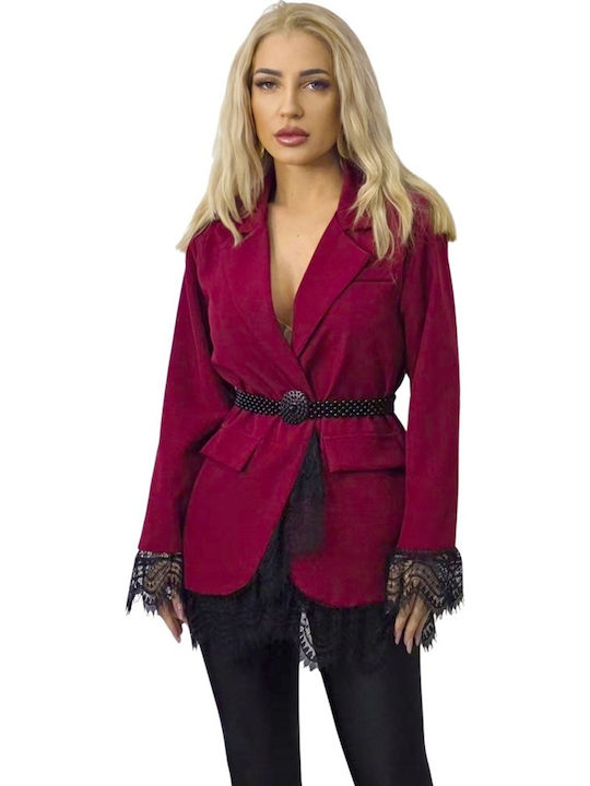 Κοντό Γυναικείο Σακάκι Burgundy