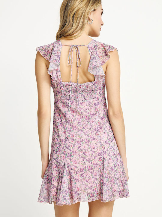 Summer Mini Dress with Ruffles Lilac FBL013-124-13-Lilac