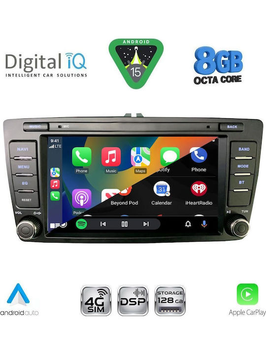 Digital IQ Auto-Audiosystem für Skoda Octavia 2005-2012 mit Klima (Bluetooth/USB/AUX/Eingebautes Wi-Fi / 3G/GPS/Apple CarPlay/Android Auto) mit Touchscreen 8"
