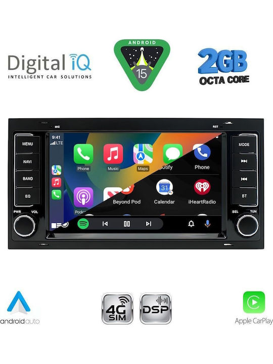 Digital IQ Car Audio System for Volkswagen Touareg 2003-2011 (Bluetooth/USB/WiFi/GPS/Apple CarPlay/Android Auto) with 7" Touch Screen
